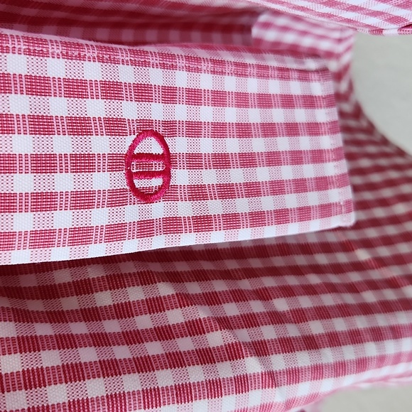 DAVID DONAHUE Sz 16.5, 34/35 Men red & white checkered long sleeve dress shirt - Picture 5 of 11